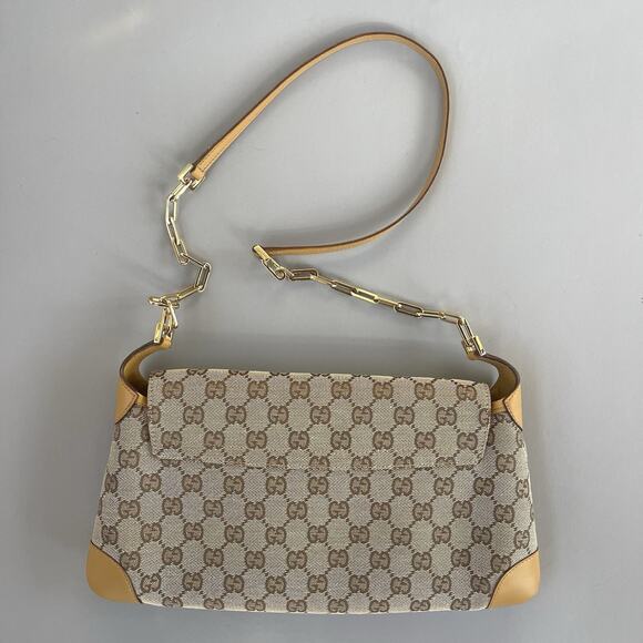 Gucci GG Canvas Tan Tiger Charm Jackie Gold Chain Shoulder Bag Tom Ford Era - Picture 11 of 16